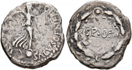 Rhine Legions. Anonymous, circa May/June-December 68. Denarius (Silver, 18 mm, 3.26 g, 5 h), uncertain mint in Gaul or in the Rhine Valley. 'S P Q R G...