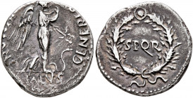 Rhine Legions. Anonymous, circa May/June-December 68. Denarius (Silver, 17 mm, 3.24 g, 4 h), uncertain mint in Gaul or in the Rhine Valley. 'S P Q R G...