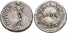 Rhine Legions. Anonymous, circa May/June-December 68. Denarius (Subaeratus, 17 mm, 2.67 g, 7 h), uncertain mint in Gaul or in the Rhine Valley. 'S P Q...