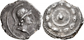 Rhine Legions. Anonymous, circa May/June-December 68. Denarius (Silver, 18 mm, 2.77 g, 6 h), uncertain mint in Gaul or in the Rhine Valley. 'Virtus-Ro...