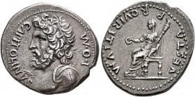 Forces of Vitellius in Gaul and in the Rhine Valley. Anonymous, 2 January-19 April 69. Denarius (Silver, 20 mm, 3.76 g, 7 h), Lugdunum. 'Jupiter-Vesta...