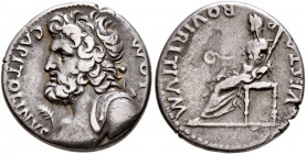 Forces of Vitellius in Gaul and in the Rhine Valley. Anonymous, 2 January-19 April 69. Denarius (Silver, 16 mm, 3.33 g, 7 h), Lugdunum. 'Jupiter-Vesta...