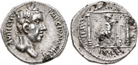 Vitellius, as Imperator. 2 January-18 July 69. Denarius (Subaeratus, 18 mm, 2.75 g, 5 h), uncertain mint in the Rhine Valley. 'Plated Jupiter-Vesta Gr...