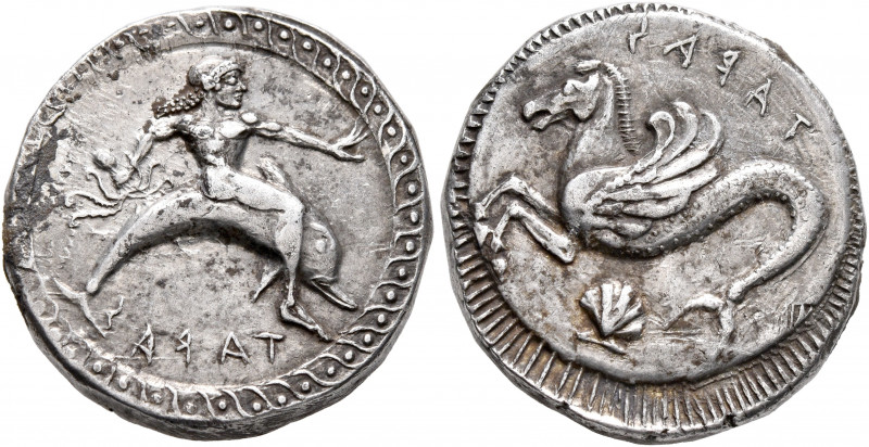 CALABRIA. Tarentum. Circa 500-490 BC. Didrachm or Nomos (Silver, 20 mm, 7.67 g, ...