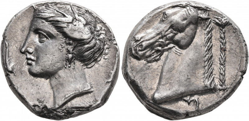 SICILY. Entella (?). Punic issues, circa 320/15-300 BC. Tetradrachm (Silver, 26 ...