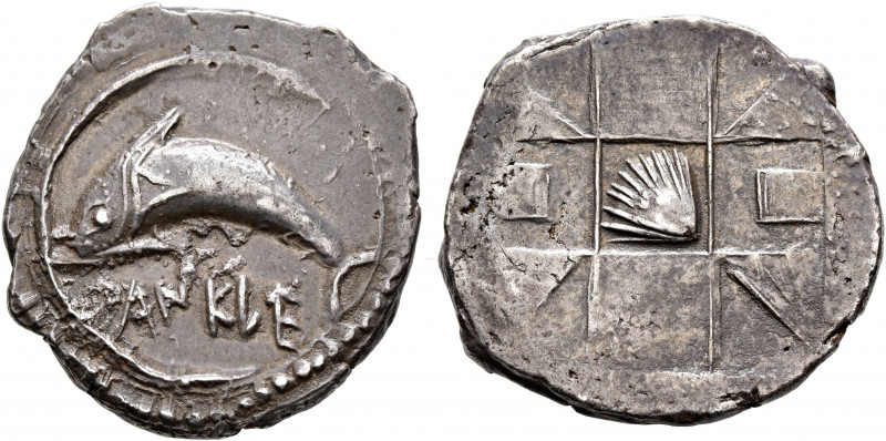 SICILY. Messana (as Zankle). Circa 500-493 BC. Drachm (Silver, 23 mm, 5.88 g). D...