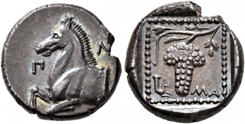 THRACE. Maroneia. Circa 398/7-386/5 BC. Triobol (Silver, 13 mm, 2.80 g, 8 h). Π ...