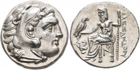 KINGS OF MACEDON. Alexander III ‘the Great’, 336-323 BC. Drachm (Silver, 17 mm, 4.30 g, 10 h), Lampsakos, struck under Antigonos I Monophthalmos, circ...