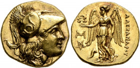 KINGS OF MACEDON. Alexander III ‘the Great’, 336-323 BC. Stater (Gold, 19 mm, 8.59 g, 12 h), Abydos (?), struck under Antigonos I Monophthalmos, 323-3...