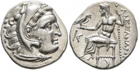 KINGS OF MACEDON. Alexander III ‘the Great’, 336-323 BC. Drachm (Silver, 19 mm, 3.99 g, 11 h), Kolophon, struck under Antigonos I Monophthalmos, circa...