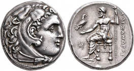 KINGS OF MACEDON. Alexander III ‘the Great’, 336-323 BC. Tetradrachm (Silver, 26 mm, 17.25 g, 1 h), Miletos, struck under Asandros, circa 323-319. Hea...
