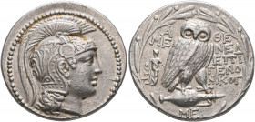 ATTICA. Athens. Circa 165-42 BC. Tetradrachm (Silver, 30 mm, 16.93 g, 12 h), Mened..., Epigeno..., and Nikog..., magistrates, 135/4. Head of Athena Pa...