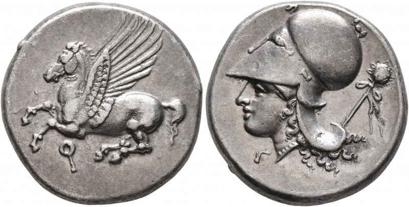 CORINTHIA. Corinth. Circa 375-300 BC. Stater (Silver, 21 mm, 8.58 g, 7 h). Pegas...