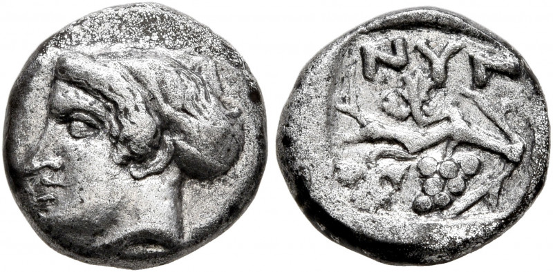 CIMMERIAN BOSPOROS. Nymphaion. Circa 400 BC. Diobol (Silver, 10 mm, 1.43 g, 8 h)...