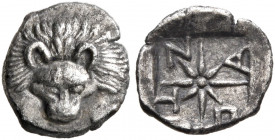 CIMMERIAN BOSPOROS. Pantikapaion. Circa 420-410 BC. Hemiobol (Silver, 8 mm, 0.24 g). Facing head of a lion. Rev. Π-Α-Ν-ΤI Eight-rayed star; all within...