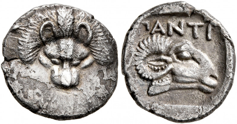 CIMMERIAN BOSPOROS. Pantikapaion. Circa 390-380 BC. Diobol (Silver, 13 mm, 1.33 ...