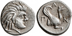CIMMERIAN BOSPOROS. Pantikapaion. Circa 380-370 BC. Obol (Silver, 9 mm, 0.83 g, 7 h). Head of a young satyr with animal ears to right. Rev. Π-Α-Ν Fore...