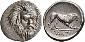 CIMMERIAN BOSPOROS. Pantikapaion. Circa 370-355 BC. Hemidrachm (Silver, 15 mm, 2.71 g, 3 h). Bearded head of Pan with animal ears and a pug nose facin...