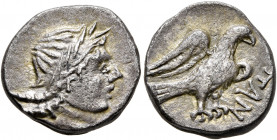 CIMMERIAN BOSPOROS. Pantikapaion. Circa 200-150 BC. Drachm (Silver, 15 mm, 3.27 g, 11 h). Laureate head of Apollo to right. Rev. ΠΑΝ Eagle standing ri...
