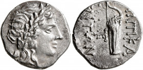 CIMMERIAN BOSPOROS. Pantikapaion. Time of Mithridates VI Eupator, circa 120-105 BC. Drachm (Silver, 19 mm, 4.27 g, 12 h). Laureate head of Apollo to r...