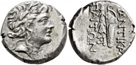 CIMMERIAN BOSPOROS. Pantikapaion. Time of Mithridates VI Eupator, circa 120-105 BC. Drachm (Silver, 18 mm, 5.42 g, 1 h). Laureate head of Apollo to ri...