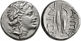 CIMMERIAN BOSPOROS. Pantikapaion. Time of Mithridates VI Eupator, circa 120-105 BC. Drachm (Silver, 16 mm, 3.68 g, 12 h). Laureate head of Apollo to r...