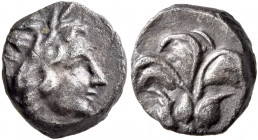 CIMMERIAN BOSPOROS. Phanagoreia. Time of Mithridates VI Eupator, circa 109-105 BC. Triobol (?) (Silver, 11 mm, 1.16 g, 12 h). Laureate head of Apollo ...