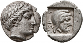 MYSIA. Pergamon. Gongylos or Eurysthenes, as satrap, circa 450-400 BC. Diobol (Silver, 12 mm, 1.66 g, 11 h). Laureate head of Apollo to right. Rev. ΠΕ...