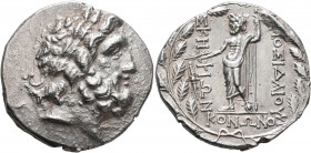 TROAS. Skepsis. Circa 100-70 BC. Tetradrachm (Silver, 30 mm, 16.73 g, 1 h), Konon, son of Posidaios (or vice versa). Head of Zeus to right, wearing oa...