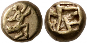 IONIA. Ephesos. Phanes, circa 625-600 BC. Hemihekte – 1/12 Stater (Electrum, 7 mm, 1.15 g). Forepart of a stag to right, head turned back to left. Rev...