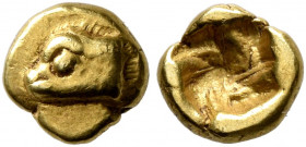 IONIA. Phokaia. Circa 625/0-522 BC. 1/48 Stater (Electrum, 6 mm, 0.32 g). Head of a seal to left. Rev. Incuse square punch. Bodenstedt 2.2. SNG Copenh...