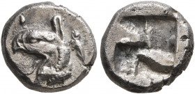IONIA. Phokaia. Circa 625/0-522 BC. Diobol (Silver, 10 mm, 1.25 g). Head of a griffin to left; behind, small seal upward. Rev. Rough incuse square. SN...