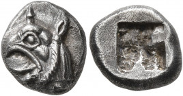 IONIA. Phokaia. Circa 521-478 BC. Hemidrachm (Silver, 10 mm, 1.58 g). Head of a griffin to left. Rev. Rough incuse square. BMC 82 and pl. XXIII, 5. SN...