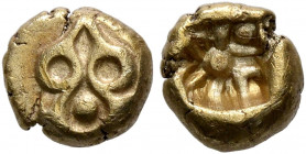 IONIA. Uncertain. Circa 625-600 BC. Myshemihekte – 1/24 Stater (Electrum, 6 mm, 0.55 g), Lydo-Milesian standard. Floral design resembling palmette or ...