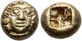 IONIA. Uncertain. Circa 600-550 BC. Hemihekte – 1/12 Stater (Electrum, 7 mm, 1.18 g). Archaic head facing slightly to right. Rev. Incuse square punch ...