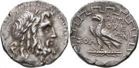 CARIA. Antioch ad Maeandrum. Circa 90/89-65/60 BC. Tetradrachm (Silver, 27 mm, 15.63 g, 12 h), Solon, magistrate. Laureate head of Zeus to right. Rev....