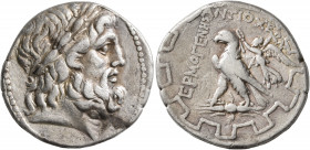 CARIA. Antioch ad Maeandrum. Circa 90/89-65/60 BC. Tetradrachm (Silver, 27 mm, 16.03 g, 12 h), Hermogenes, magistrate. Laureate head of Zeus to right....