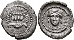 LYCIA. Araxa. Circa 390-380 BC. Diobol or Sixth Stater (Silver, 14 mm, 1.30 g, 1 h). Facing lion's scalp. Rev. &#66176;&#66197;&#66176;&#66185;&#66182...