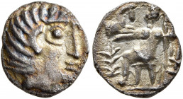 ARABIA, Eastern. Oman Peninsula. Mleiha (?). Coins without patronym, mid 2nd to 1st century BCE. Obol (Silver, 11 mm, 0.92 g, 12 h), imitating Alexand...
