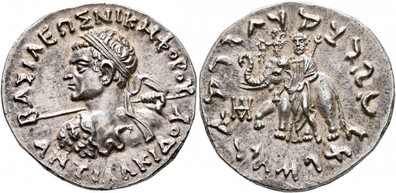 BAKTRIA, Indo-Greek Kingdom. Antialkidas, circa 130-120 BC. Tetradrachm (Silver,...