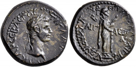 AEOLIS. Aegae. Claudius. Assarion (Orichalcum, 20 mm, 5.60 g, 11 h), Apollodoros Chaleos, son of Poplios, magistrate, circa 43-48. ΤΙ ΚΛΑΥΔ[ΙΟC] ΚΑΙCA...