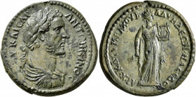 LYDIA. Blaundus. Antoninus Pius, 138-161. Pentassarion (Orichalcum, 31 mm, 17.00 g, 1 h), Kl. Symmachos, archon. ΑY ΚΑΙϹΑΡ ΑΝΤΩΝЄΙΝΟϹ Laureate, draped...