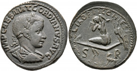 LYCAONIA. Iconium. Gordian III, 238-244. 'Sestertius' (Bronze, 32 mm, 24.27 g, 7 h). IMP CAES M AT (sic!) GORDIANVS AVG Laureate, draped and cuirassed...
