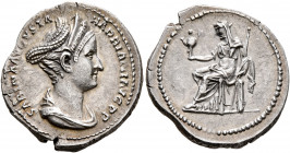Sabina, Augusta, 128-136/7. Denarius (Silver, 19 mm, 3.22 g, 7 h), Rome, circa 128-129. SABINA AVGVSTA HADRIANI AVG P P Diademed and draped bust of Sa...