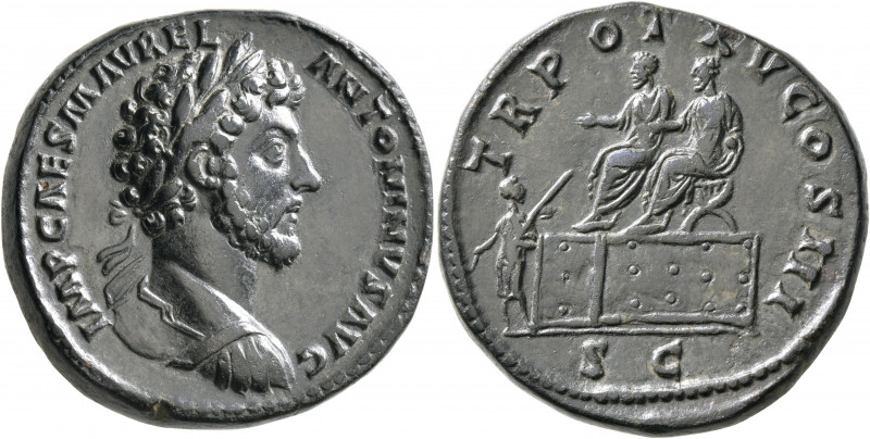 Marcus Aurelius, 161-180. Sestertius (Orichalcum, 33 mm, 29.76 g, 12 h), Rome, 1...