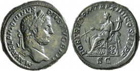 Caracalla, 198-217. Sestertius (Orichalcum, 31 mm, 29.41 g, 7 h), Rome, 211. M AVREL ANTONINVS PIVS AVG BRIT Laureate head of Caracalla to right. Rev....