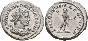 Caracalla, 198-217. Antoninianus (Silver, 24 mm, 5.94 g, 7 h), Rome, 215. ANTONINVS PIVS AVG GERM Radiate, draped and cuirassed bust of Caracalla to r...