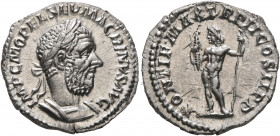 Macrinus, 217-218. Denarius (Silver, 19 mm, 3.12 g, 12 h), Rome, summer 217-early 218. IMP C M OPEL SEV MACRINVS AVG Laureate and cuirassed bust of Ma...