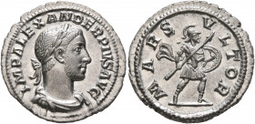 Severus Alexander, 222-235. Denarius (Silver, 20 mm, 2.75 g, 11 h), Rome, 232. IMP ALEXANDER PIVS AVG Laureate, draped and cuirassed bust of Severus A...