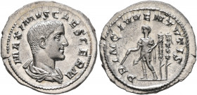 Maximus, Caesar, 235/6-238. Denarius (Silver, 20 mm, 3.36 g, 6 h), Rome, 236-238. MAXIMVS CAES GERM Bare-headed and draped bust of Maximus to right, s...